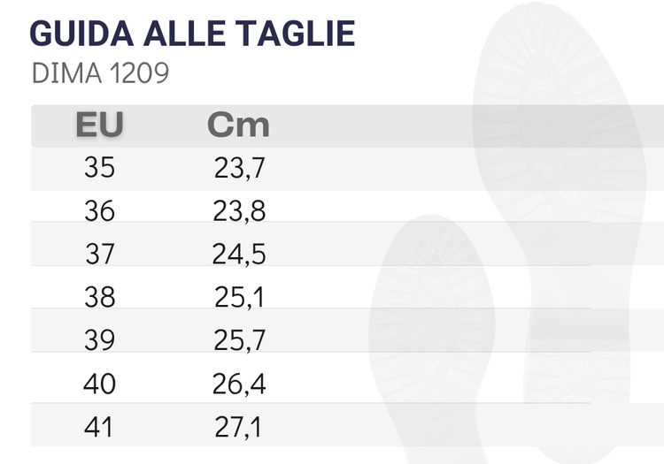 Guida alle taglie DIMA 1209