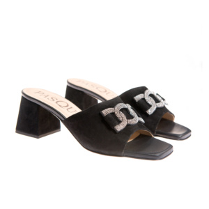 mules nero strass