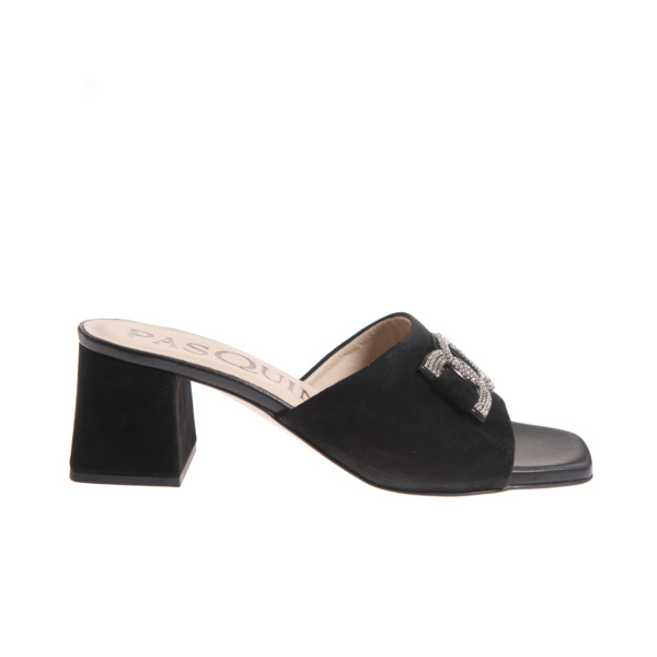 mules nero strass
