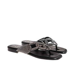 infradito nero strass