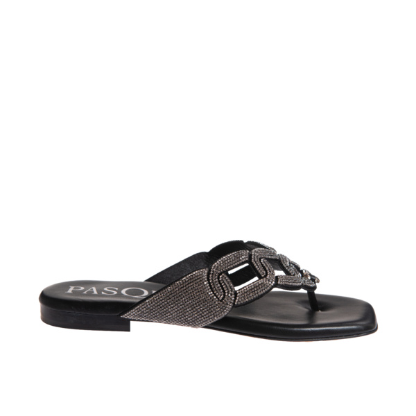 infradito nero strass