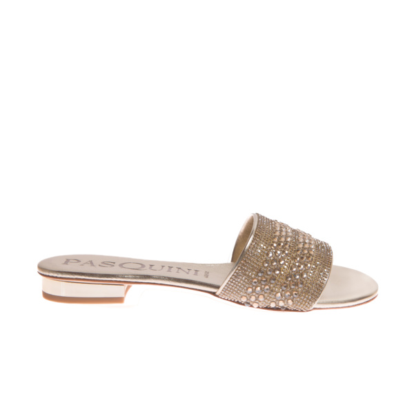 Mules platino strass