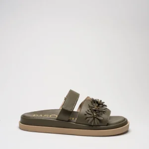 IRIS: VERDE MILITARE, MUSCHIO, OLIVA - CIABATTA SUOLA GOMMA 2,5 CM