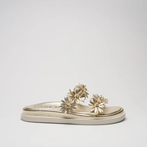 DAISY: PLATINO, ORO - CIABATTA SUOLA GOMMA 2,5 CM