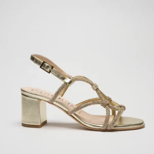 LUX: PLATINO, ORO - SANDALO SUOLA CUOIO TACCO 6 CM