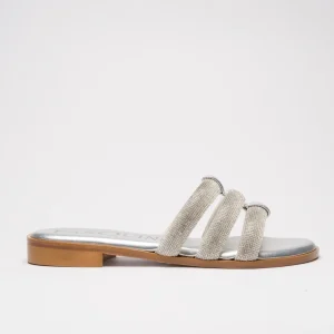 AMALFI: ARGENTO - CIABATTA FLAT SUOLA CUOIO