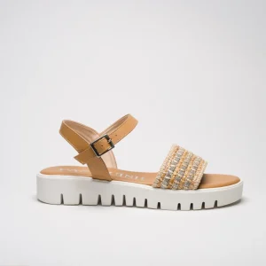 ELSA: CUOIO, BEIGE, MARRONE - SANDALO SUOLA GOMMA 3 CM
