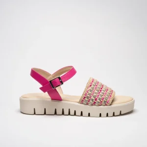DORA: FUCSIA, BEIGE - SANDALO SUOLA GOMMA 3 CM