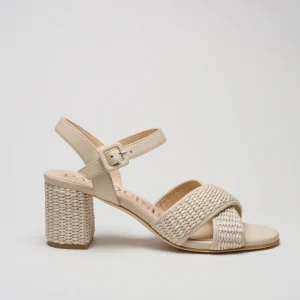 DUNA: BEIGE, AVORIO, PANNA - SANDALO SUOLA CUOIO TACCO 6 CM