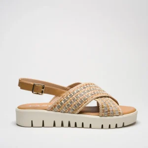 ALMA: CUOIO, BEIGE, MARRONE - SANDALO SUOLA GOMMA 3 CM
