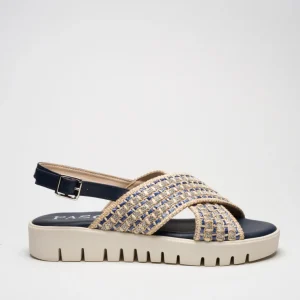 ALMA: BLU, BEIGE - SANDALO SUOLA GOMMA 3 CM