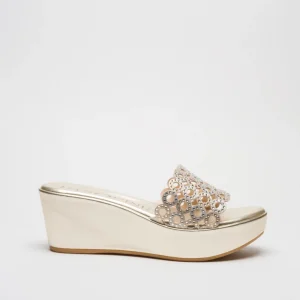 BIANCA: PLATINO, ORO - SABOT SUOLA GOMMA CON ZEPPA 6 CM