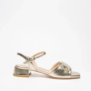 NINA: PLATINO, ORO - SANDALO SUOLA CUOIO TACCO 6 CM