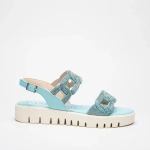 GRETA: VERDEACQUA, TIFFANY - SANDALO SUOLA GOMMA 3 CM