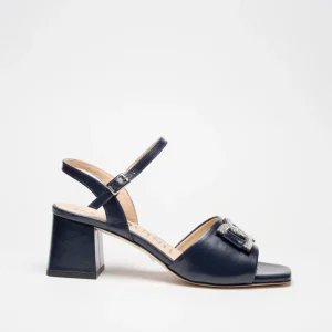 NINA: BLU - SANDALO SUOLA CUOIO TACCO 6 CM