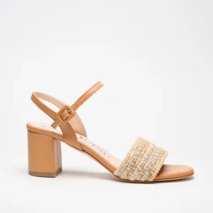 GAIA: CUOIO, MARRONE, BEIGE - SANDALO SUOLA CUOIO TACCO 6 CM