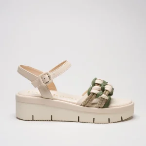 CLOE: BEIGE, VERDE - SANDALO BASSO SUOLA GOMMA