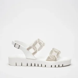 GRETA: BIANCO - SANDALO SUOLA GOMMA 3 CM